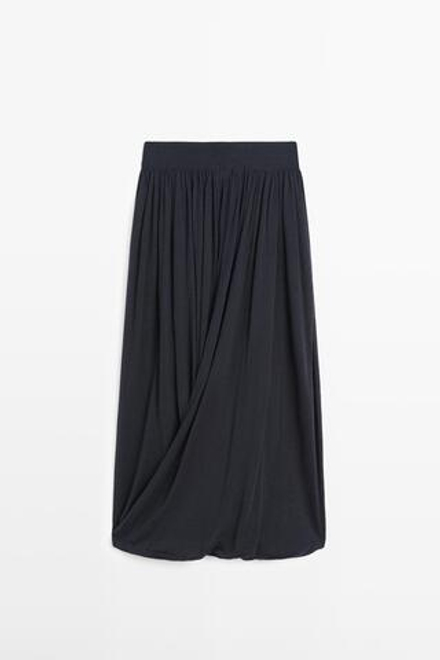 Massimo Dutti Юбка-баллон с драпировкой, темно-синий