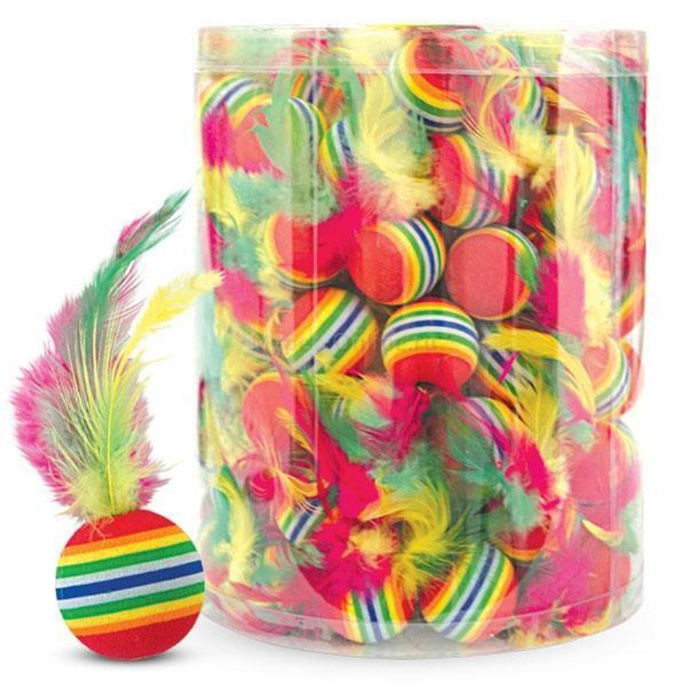 Игрушка для кошек "Мяч с пером", d35мм (туба 120шт.), Triol