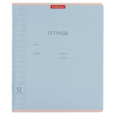 Тетрадь школьная А5 12л косая линия,голубая "Классика Visio" (Erich Krause) микс цветов (комплект 3 шт)