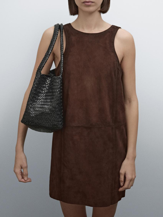 Massimo Dutti Сумка-шопер из кожи наппа, черный