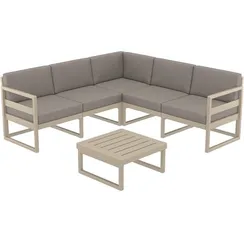 Комплект угловой уличной мебели Mykonos, пластик, бежевый