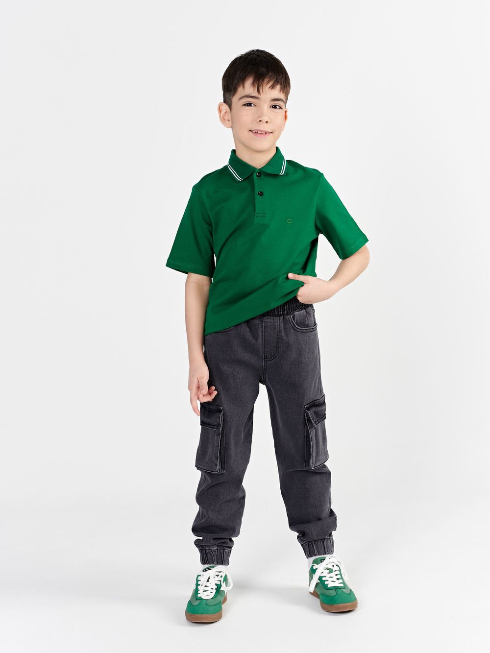 Джинсы карго "Темно-серые" для мальчиков 7+