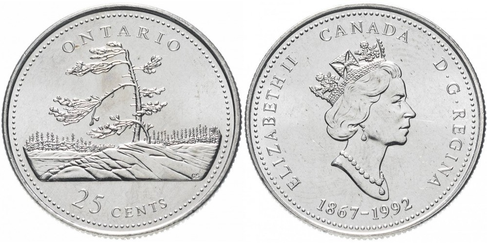 Канада 25 центов, 1992 Онтарио