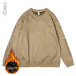 Мужская толстовка в американском ретро-стиле на весну и осень, очень большая, на флисовой подкладке, без капюшона, с длинным рукавом, в стиле Чжуншань.