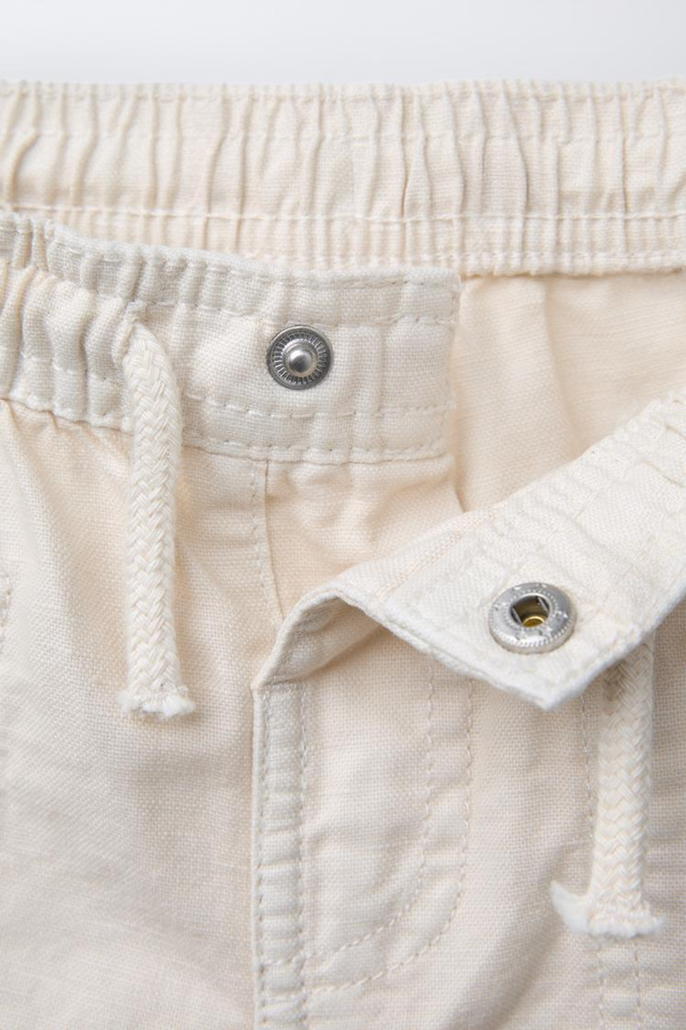 ZARA ШОРТЫ-БЕРМУДЫ ИЗО ЛЬНА И ХЛОПКА, ЭКРЮ