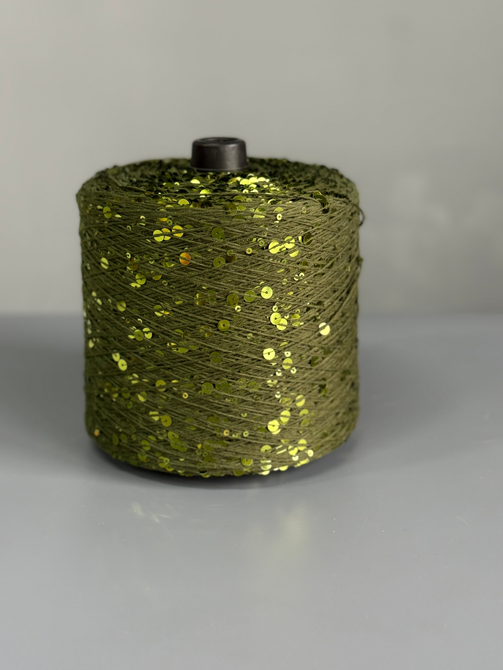 Пряжа Glam Shine пайетки 6+3 мм (127/болотный, глянцевые пайетки), 250м/100гр