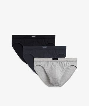 Мужские трусы (3шт) слипы классика Atlantic 3MP-163, черный + графитовый + серый меланж