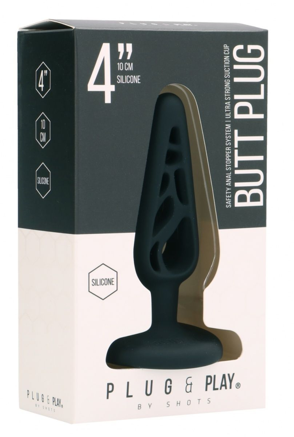 Черная анальная пробка 4 Inch Hollow №4 - 10 см. (Цвет: черный)