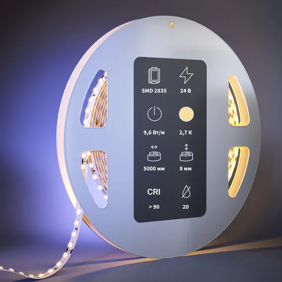 Светодиодная лента Ультра 24В 2835 9,6Вт/м 2700К 5м IP 20 201096 Led Strip 201096