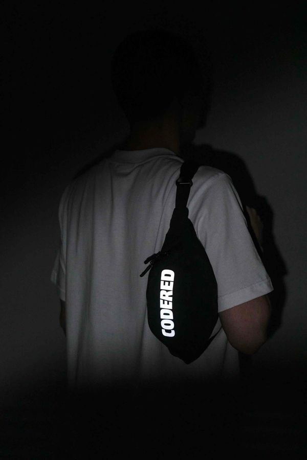Сумка поясная Codered Hip Bag Черный микрофибра/Светоотражающий принт - фото 3