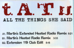 t.A.T.u. / All The Things She Said (Limited Edition)(Picture Disc)(12" Vinyl Single)