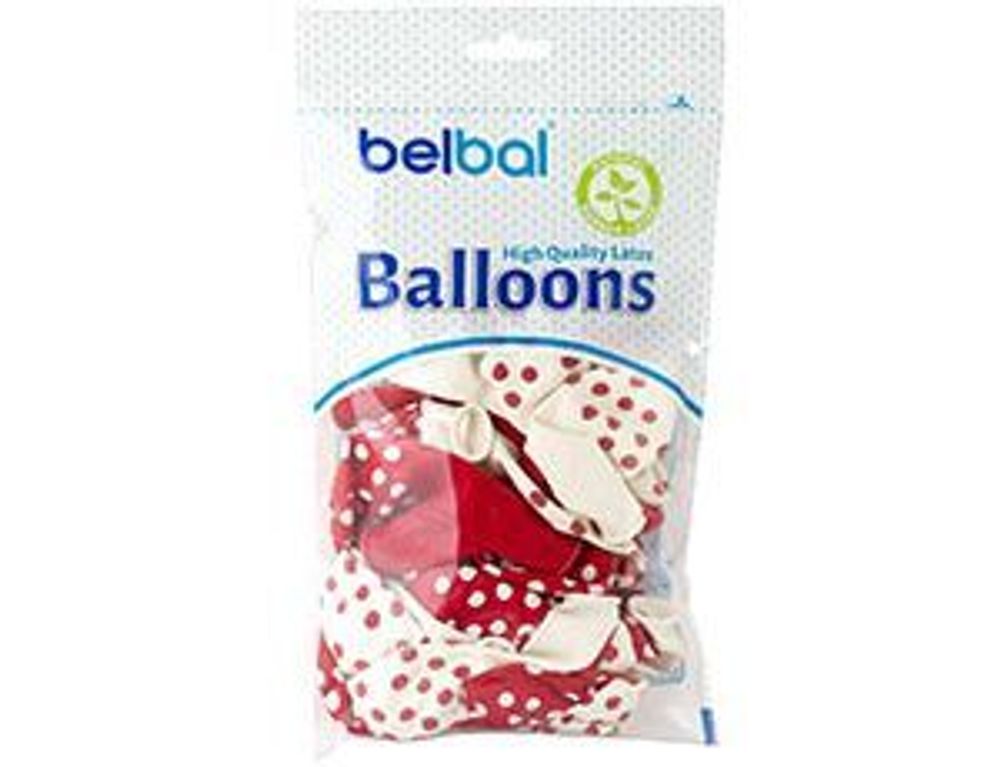 Шар (14"/36 см) Шелкография пастель Горошек арт кр-бел 25 шт.