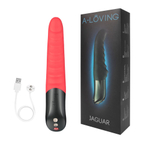 Красный вибромассажер JAGUAR с 10 режимами вибрации - 23,7 см. (Цвет: красный)