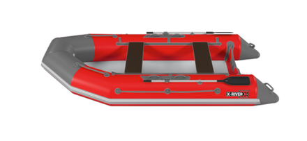 Лодка ПВХ X-River Rocky 415 НДВД + усиленное дно и баллон, красно-серый/фурнитура серая
