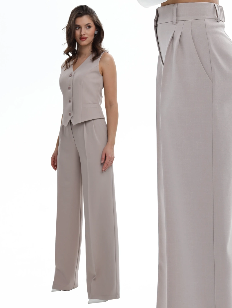 Брюки палаццо классические широкие бежевый