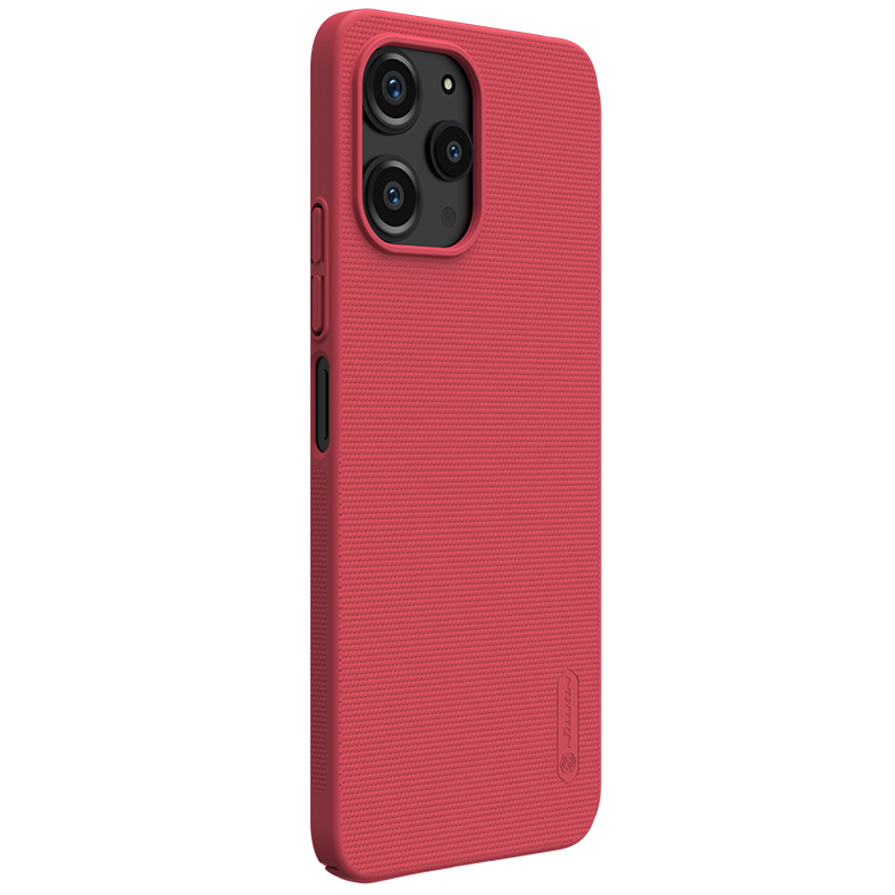 Тонкий жесткий чехол красного цвета от Nillkin для смартфона Xiaomi Redmi 12 4G и Note 12R 5G, серия Super Frosted Shield