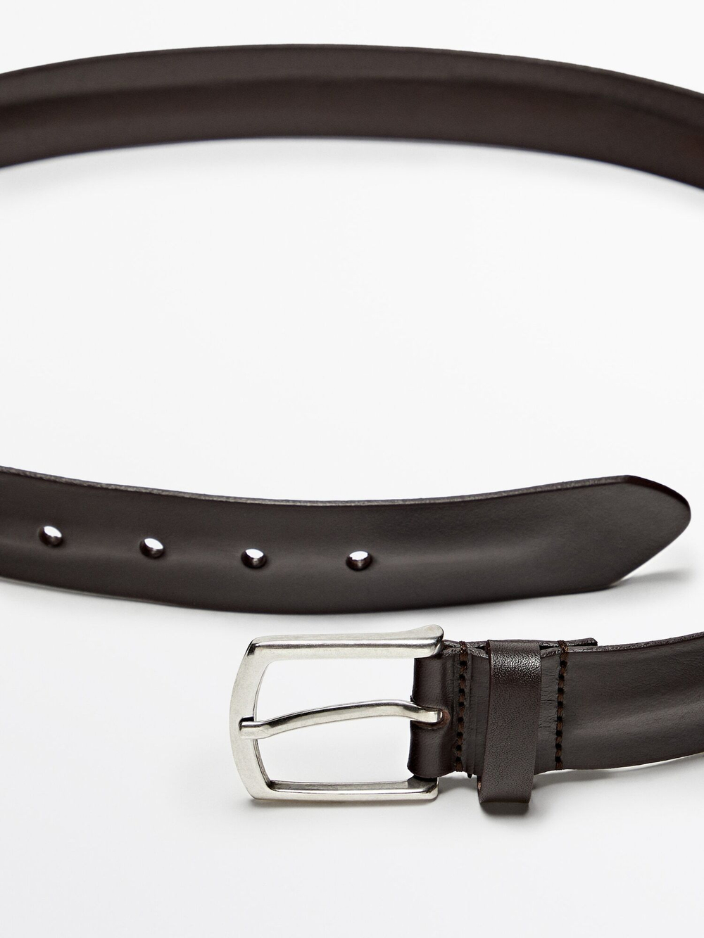 Massimo Dutti Кожаный ремень с эффектом потертости, коричневый