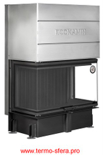 Каминная топка Экокамин ДЕЛЬТА 1000 BV три стекла принтинг черный шамот, вертикальная ламель