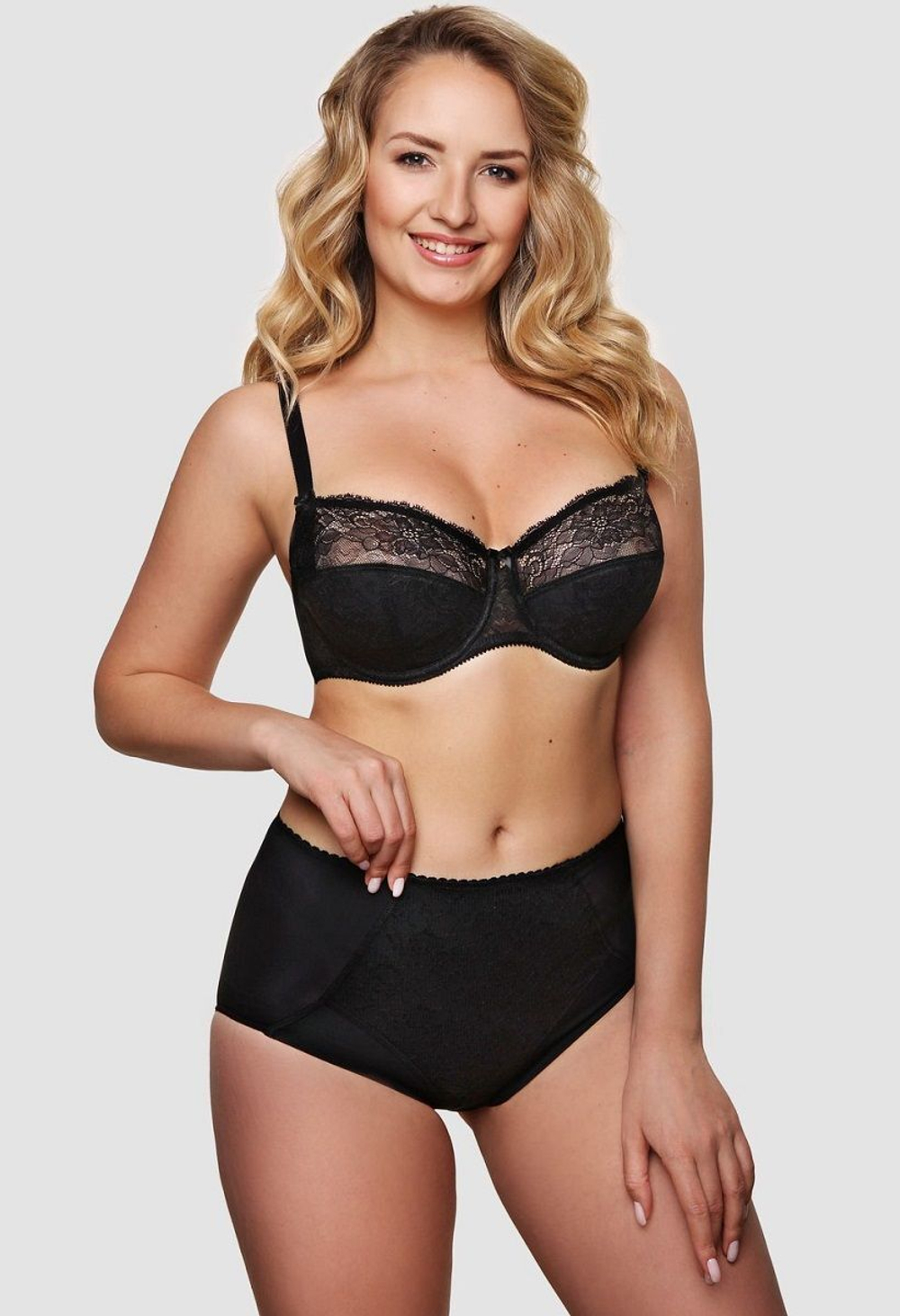 Бюстгальтер-балконет с кружевом (Размер: 90B) (Цвет: темно-синий)