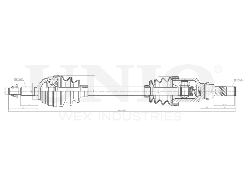 Привод в сборе передний левый UNIO CVJ-10119