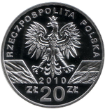 20 злотых. Летучая мышь - Малый подковонос. 2010 год. Польша.