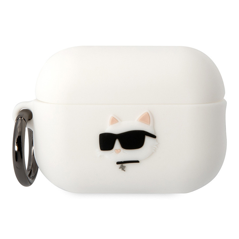 Lagerfeld для Airpods Pro 2 чехол Silicone case with ring NFT 3D Choupette White