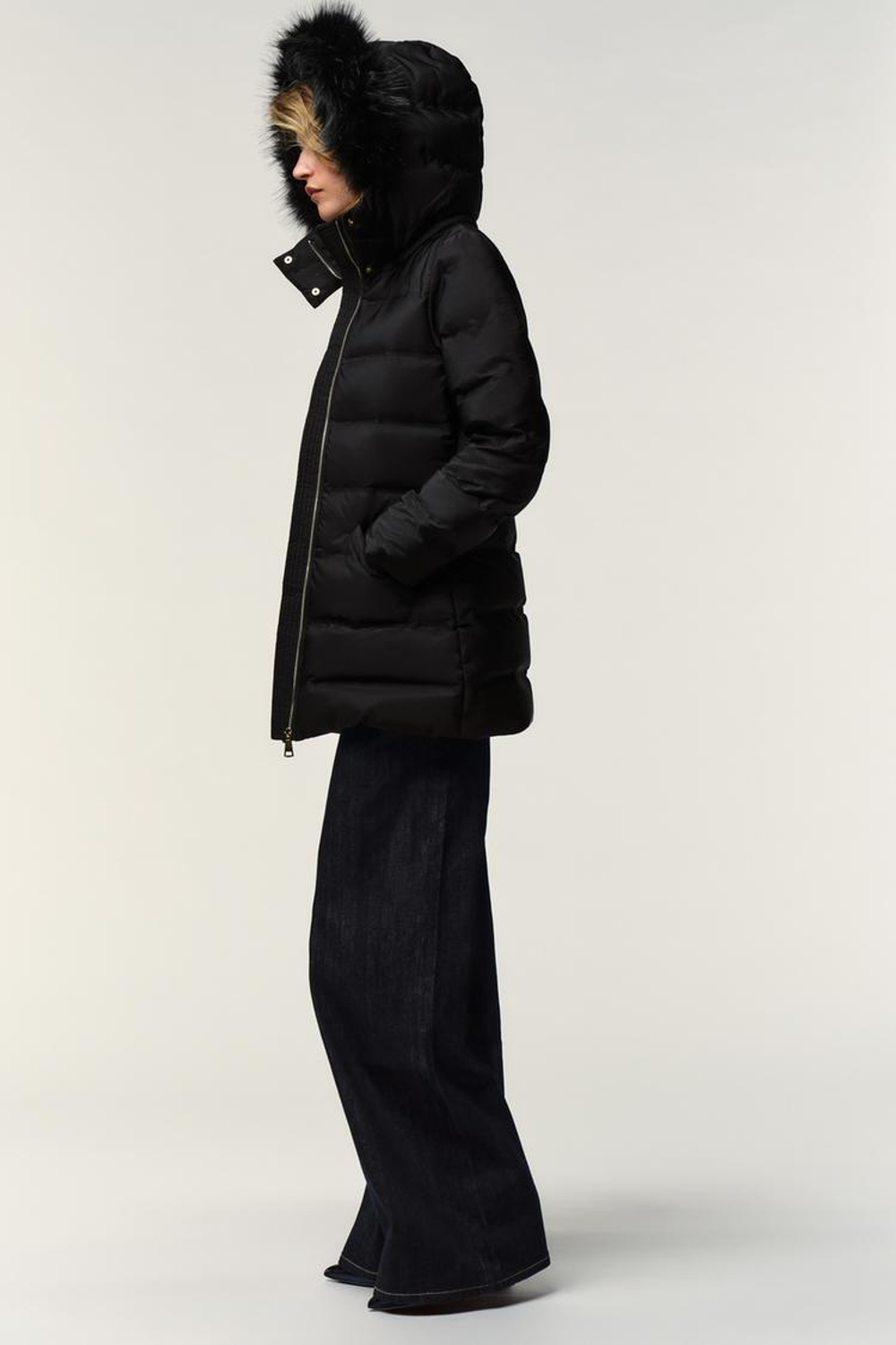 ZARA ПУХОВИК WATER REPELLENT WINDPROOF С КАПЮШОНОМ, ЧЕРНЫЙ