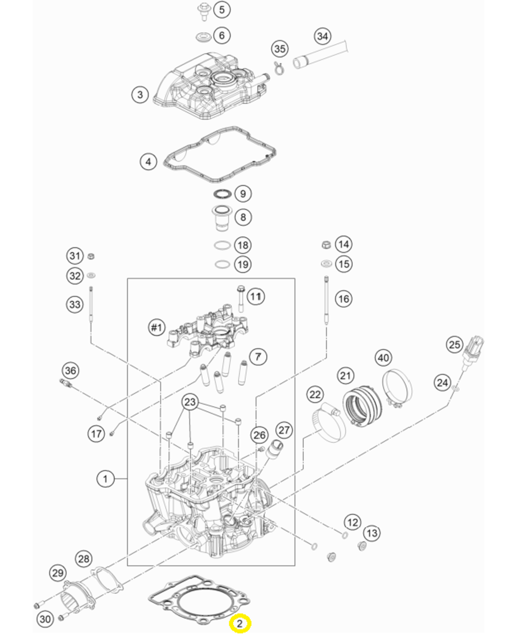 Прокладка ГБЦ KTM, HQV, GASGAS EC-350F