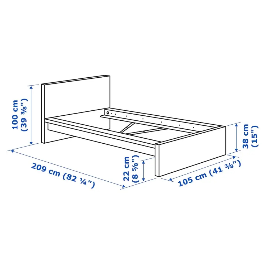Каркас кровати, высокий - IKEA MALM, 200х90 см, черный, МАЛЬМ ИКЕА
