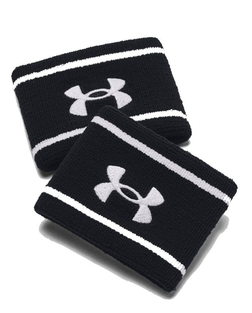 Напульсник теннисный Under Armour Striped Performance Terry Wristbands - black/white