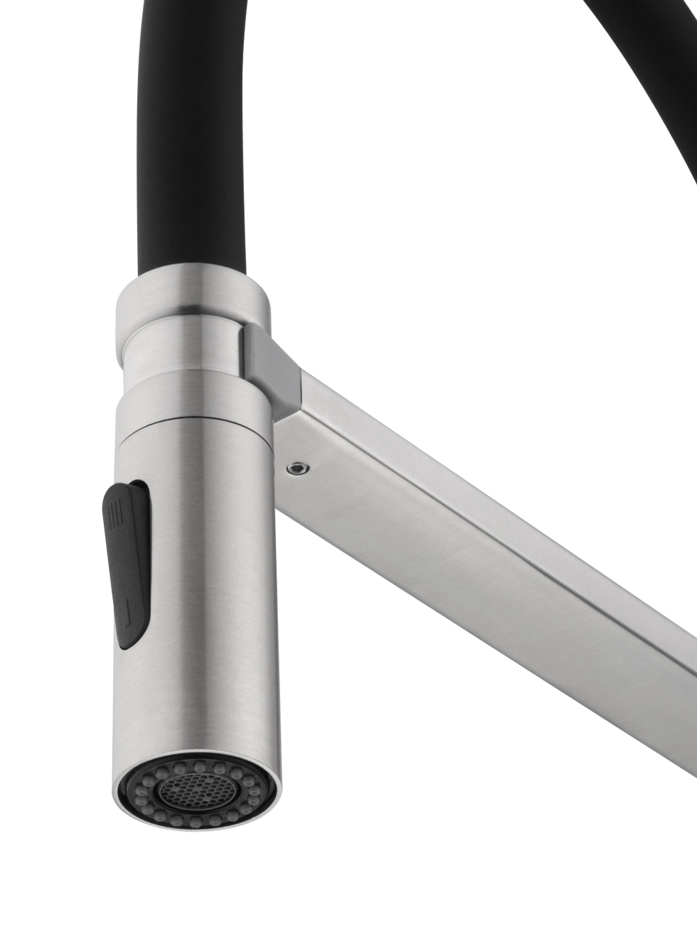 Смеситель для кухни с гибким изливом WONZON & WOGHAND, Брашированный никель (WW-88438003-BN)