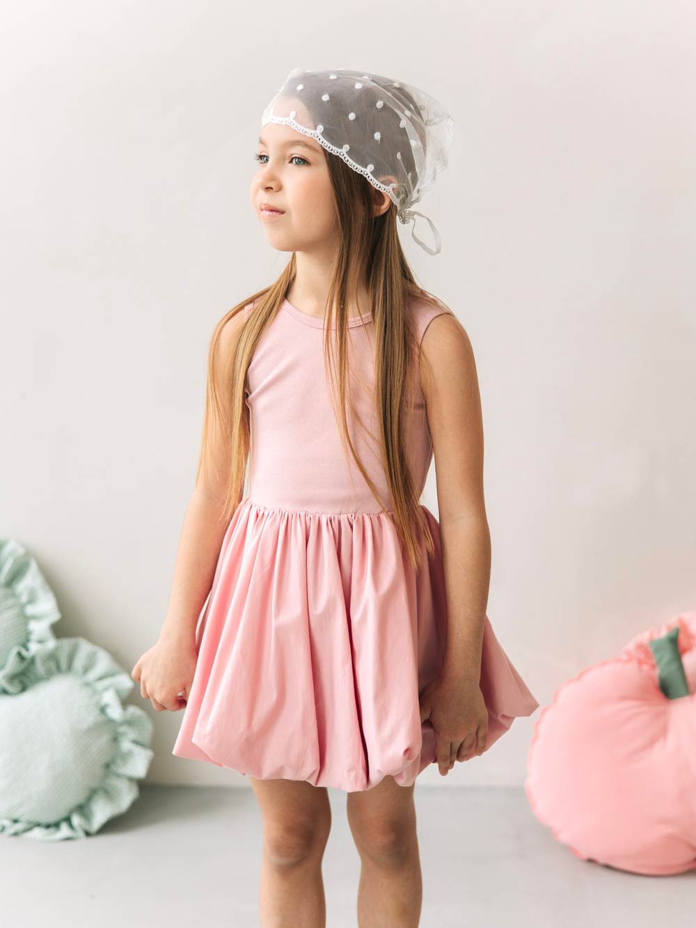 Платье-баллон, Пудровый