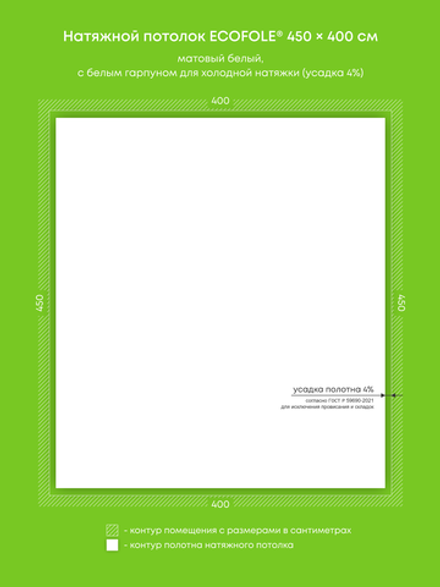 Матовый натяжной потолок 18 м2