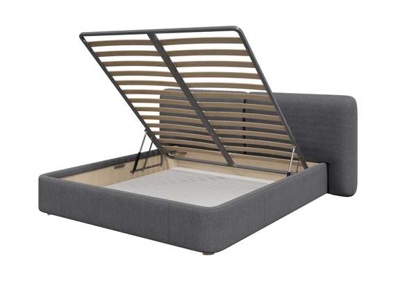 Кровать двуспальная Hub Soft 180 см (серый, твид)