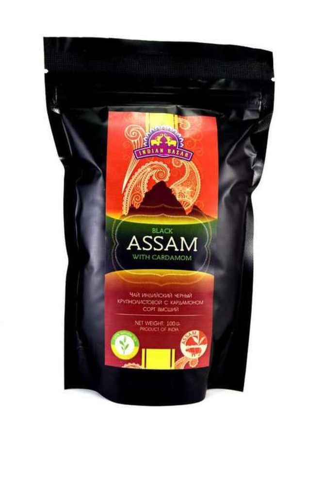 Чай Indian Bazar Black Assam with Cardamom Ассам черный с кардамоном крупнолистовой в/с (в пакете) 100 г
