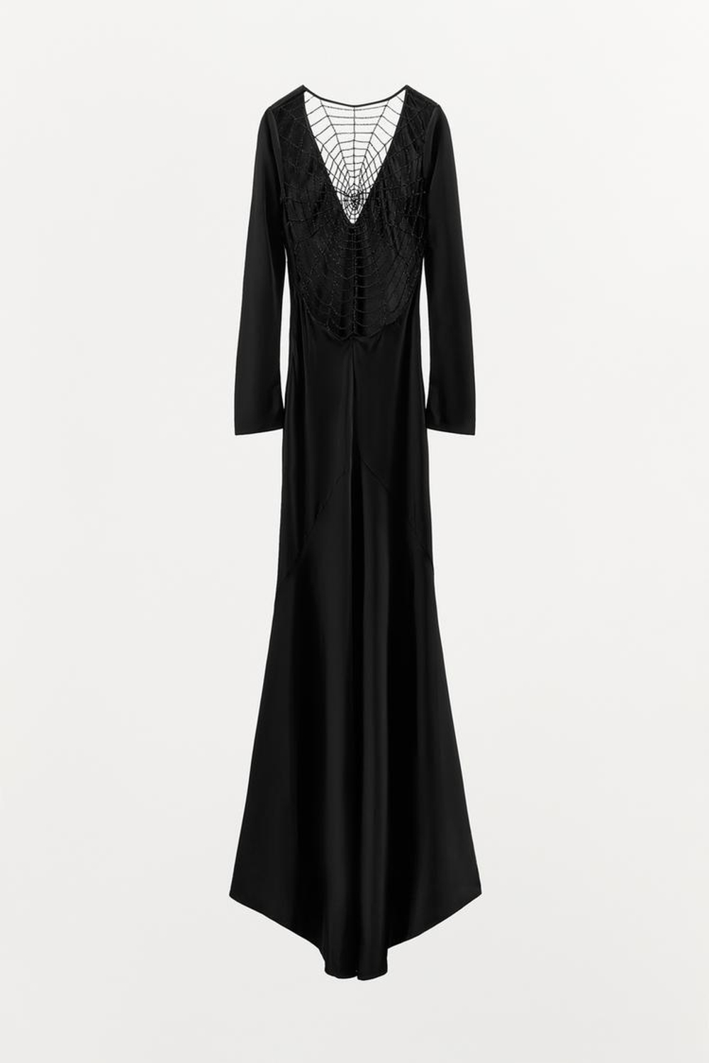 ZARA АТЛАСНОЕ ПЛАТЬЕ С ПАУТИНОЙ НА СПИНЕ — LIMITED EDITION, ЧЕРНЫЙ