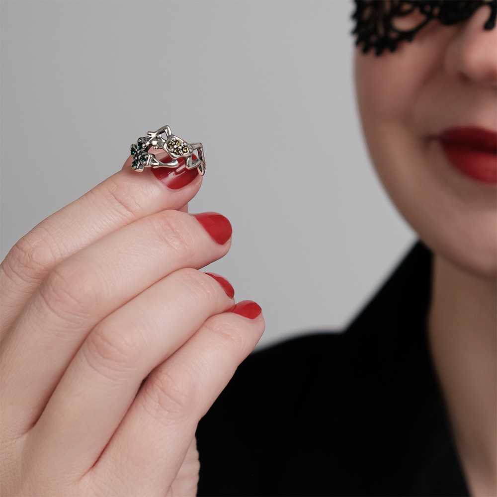 "Кросея" кольцо в серебряном покрытии из коллекции "Царевна-Лягушка" от Jenavi