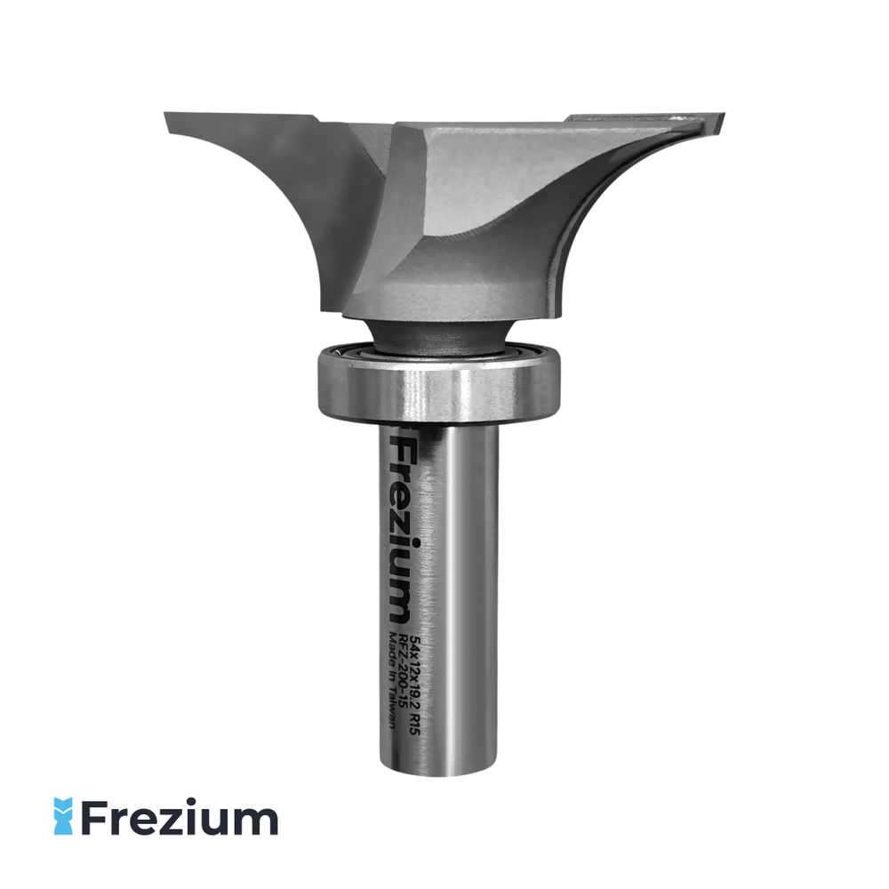 Калевочная радиусная фреза по дереву с верхним подшипником "Frezium" (54x12x19.2x64 R15 Z2; RFZ-200-15)