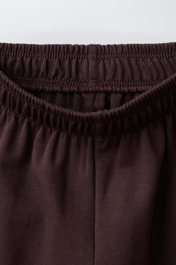 ZARA БРЮКИ WIDE LEG ИЗ ИНТЕРЛОКА, КОРИЧНЕВЫЙ