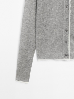 Massimo Dutti Легкий кардиган с эффектом потертости, серый