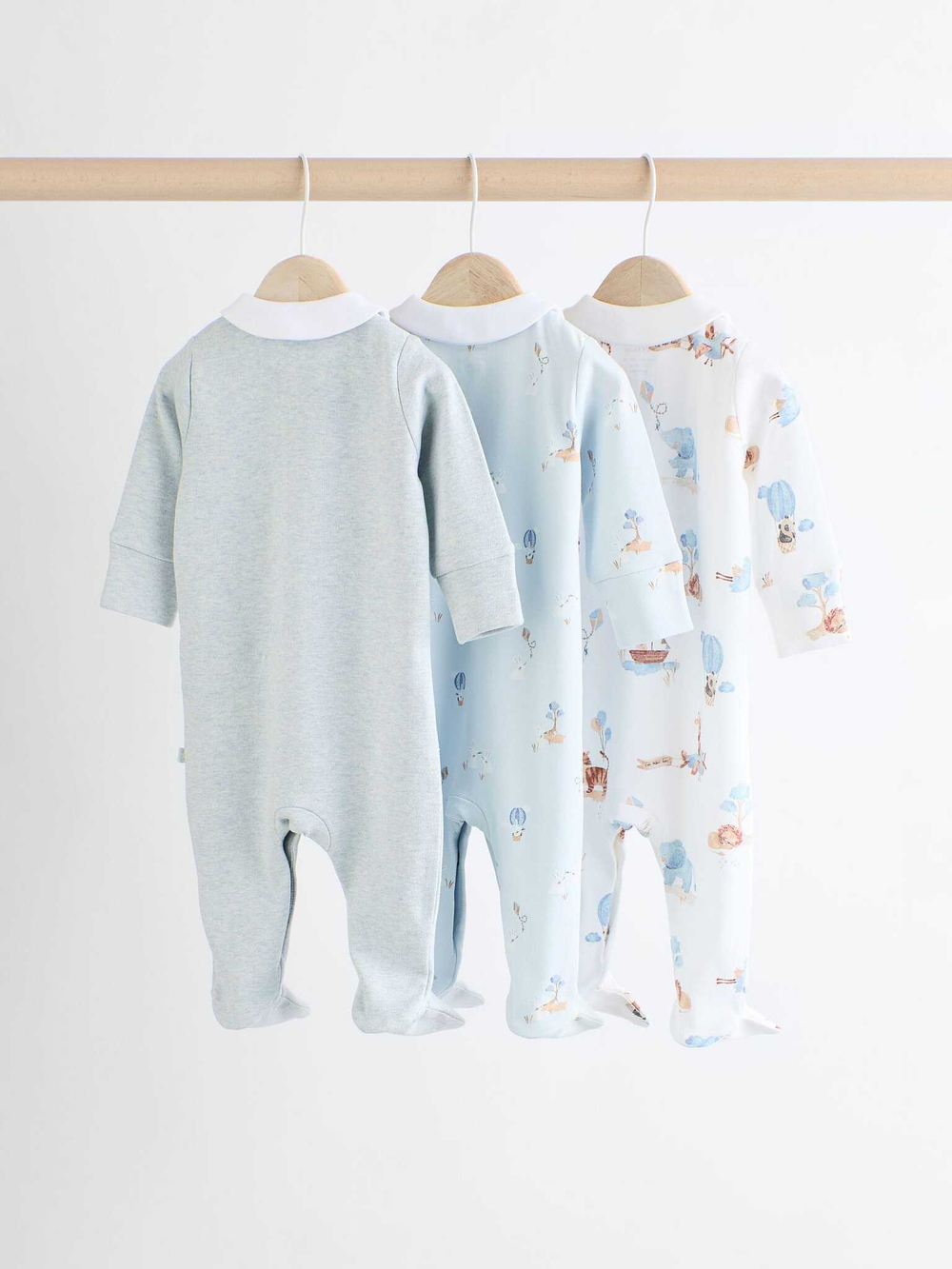 Комбинезон / Cлип для малышей Next K79-503, 3 шт., Голубой, Белый