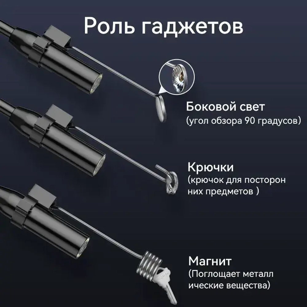 INSKAM 2,4 "IPS 8,5 мм 1080P одинарный объектив IP67 водонепроницаемый гибкий зонд промышленная эндоскопическая камера со светом (1м)