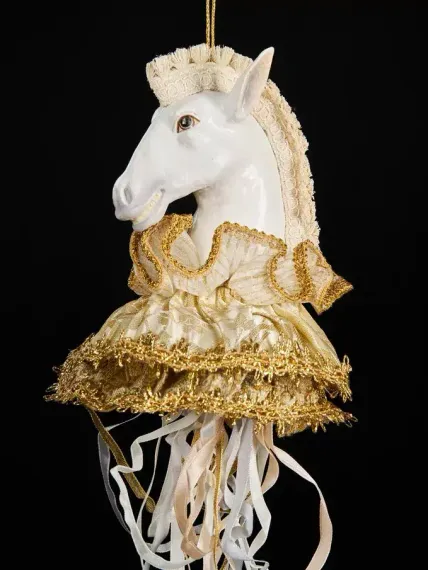 Винтажное украшение Царская лошадь в пачке 19*45 см., белый, Christmas DeLuxe (13659)