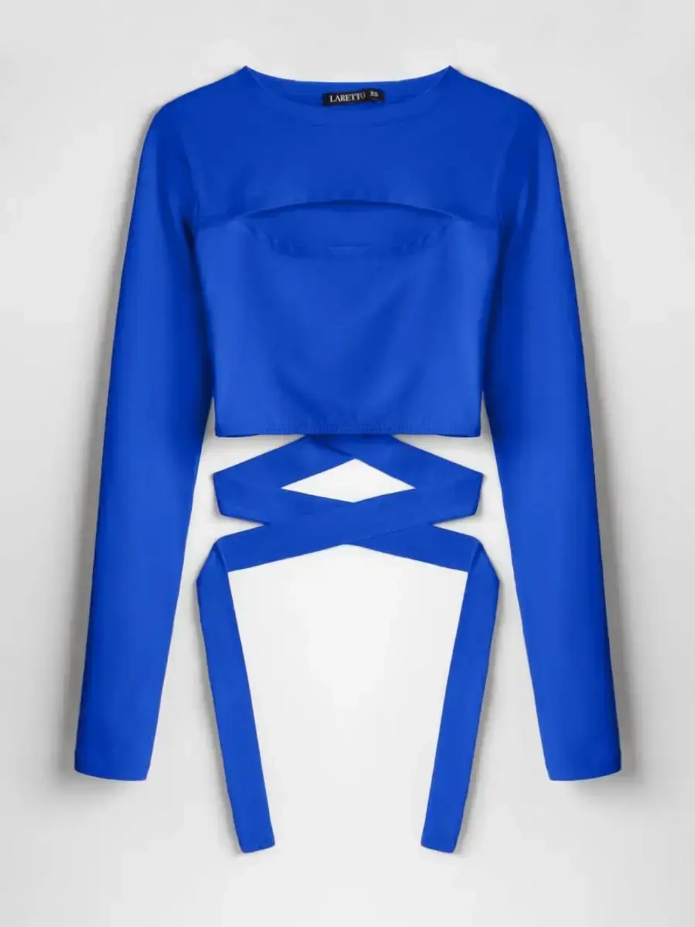 Кроп топ на завязках с длинным рукавом