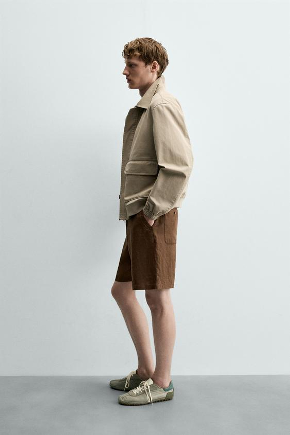 ZARA ШОРТЫ RELAXED FIT ИЗ 100% ЛЬНА, КОРИЧНЕВЫЙ