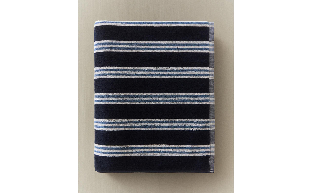 Zara Home Полотенце для лица и рук из хлопка, синий, в полоску · 2543/013