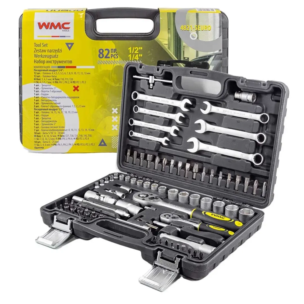 Набор инструментов 82пр. 1/4'', 1/2''(6гр)(4-22мм) WMC TOOLS WMC-4821-5EURO