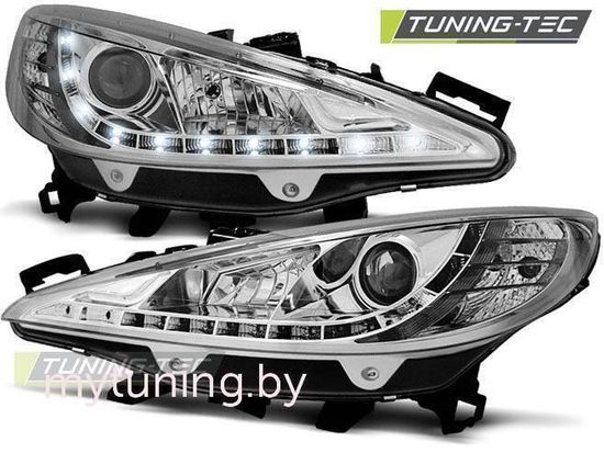 Передние фары daylight chrome для Peugeot 207
