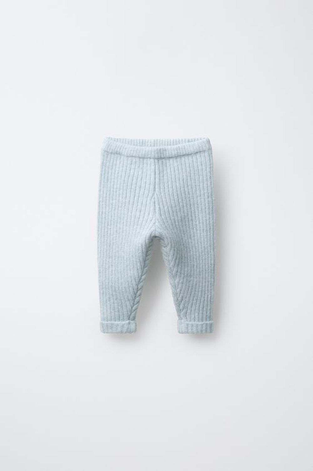 ZARA ЛЕГИНСЫ ИЗ РУБЧАТОГО ТРИКОТАЖА, ВОДЯНИСТО-ЗЕЛЕНЫЙ