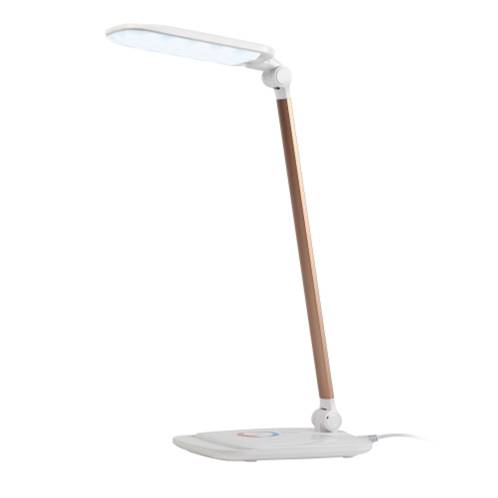 Настольный светильник ЭРА NLED-460-14W-W-G светодиодный с ночником на основании белый с золотом | Светодиодные настольные лампы